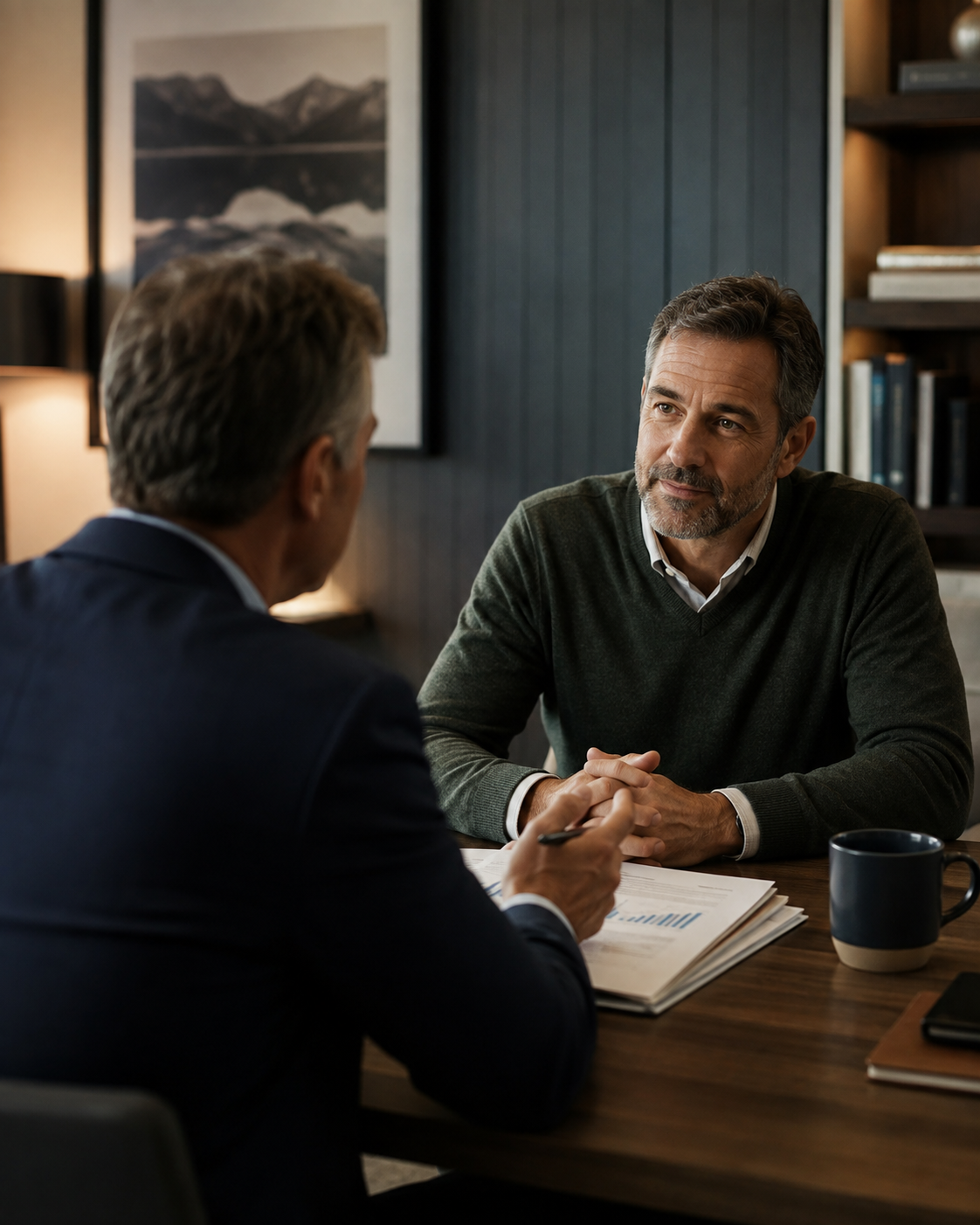 Business owner discussing a sale with an advisor